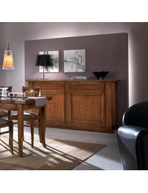 MOBILI 2G - Soggiorno completo classico intagliato legno noce bassano vista frontale credenza