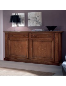 MOBILI 2G - Soggiorno completo classico intagliato legno noce bassano vista frontale credenza