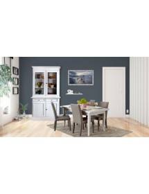 MOBILI 2G - Soggiorno classico legno shabby chic bianco opaco vista frontale