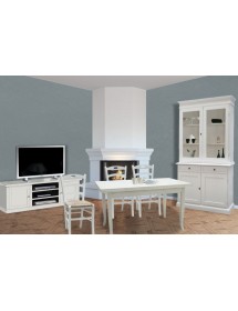 MOBILI 2G - Soggiorno classico legno shabby chic bianco opaco vista frontale