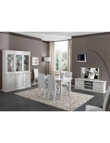 MOBILI 2G - Soggiorno classico legno shabby chic bianco opaco vista frontale