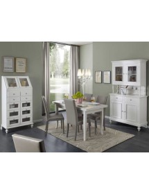 MOBILI 2G - Soggiorno completo classico legno shabby chic bianco opaco vista frontale