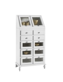 MOBILI 2G - Soggiorno completo classico legno shabby chic bianco opaco vista frontale