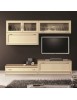 MOBILI 2G - Parete attrezzata in legno shabby chic avorio 209x36/60x200 VISTA FRONTALE
