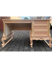 MOBILI 2G - scrivania 4 cassetti classica barocco Legno grezzo 141x89x77 vista frontale