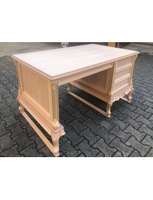 MOBILI 2G - scrivania 4 cassetti classica barocco Legno grezzo 141x89x77 vista frontale