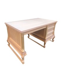 MOBILI 2G - scrivania 4 cassetti classica In Legno grezzo 141x89x77 vista frontale