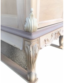 MOBILI 2G - scrivania 6 cassetti classica barocco Legno grezzo 180x87x77 vista frontale intarsio