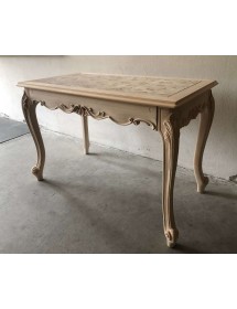 MOBILI 2G - scrivania 1 cassetto classica barocco Legno grezzo 121x62x79 vista frontale