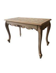 MOBILI 2G - scrivania 1 cassetto classica barocco Legno grezzo 121x62x79 vista frontale