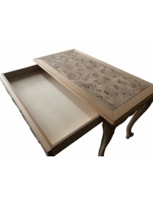 MOBILI 2G - scrivania 1 cassetto classica barocco Legno grezzo 121x62x79 vista frontale