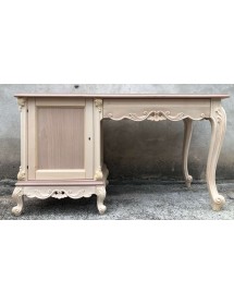 MOBILI 2G - scrivania porta frigo classica barocco Legno grezzo 142x61x78 vista frontale