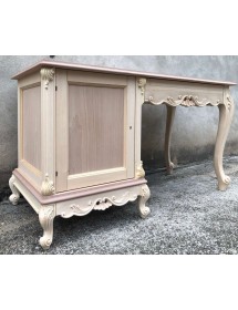 MOBILI 2G - scrivania porta frigo classica barocco Legno grezzo 142x61x78 vista frontale