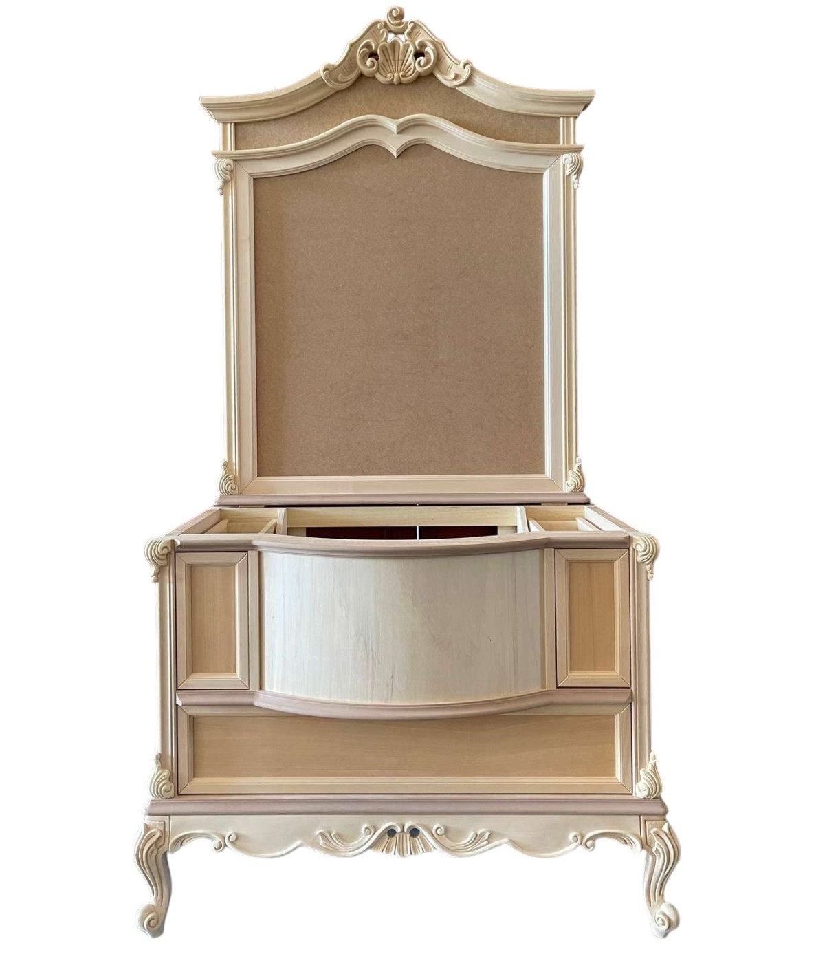 MOBILI 2G - Bagno con specchio classico barocco Legno grezzo 113x60x87 vista frontale