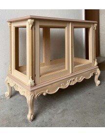 MOBILI 2G - Vetrina 2 ante classica barocco Legno grezzo 113x58x91 vista frontale