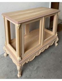 MOBILI 2G - Vetrina 2 ante classica barocco Legno grezzo 113x58x91 vista frontale