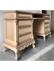MOBILI 2G - scrivania toilette 8 cassetti classica barocco Legno grezzo 163x45x82 vista frontale