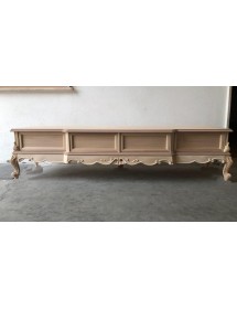 MOBILI 2G - Porta tv 4 cassetti classico barocco Legno grezzo 220x55x51 vista frontale