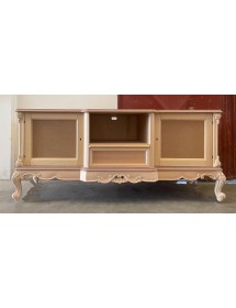 MOBILI 2G - Porta tv 2 ante 1 cassetto classico barocco Legno grezzo 174x60x76 vista frontale