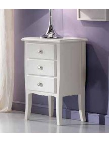 MOBILI 2G - Comodino 3 Cassetti shabby Legno Massiccio bianco 45x34X71 vista frontale