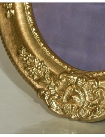 portafoto in foglia oro ovale- Misure: l.32 x h.38 x p.2