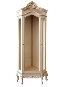 MOBILI 2G - Vetrina ad angolo 1 anta classica barocco Legno grezzo 89x66x214 vista frontale