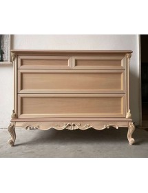 MOBILI 2G - Cassettiera 4 cassetti classica barocco Legno grezzo 134x56x102 vista frontale