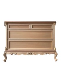 MOBILI 2G - Cassettiera 4 cassetti classica barocco Legno grezzo 134x56x102 vista frontale