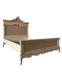 MOBILI 2G - Letto 2 piazze 1 piazza e mezza classico barocco legno grezzo vista frontale