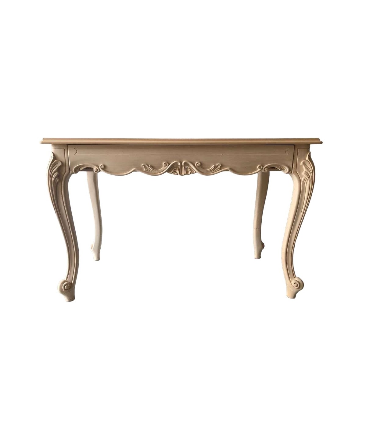 MOBILI 2G - scrivania 1 cassetto classica barocco Legno grezzo 121x62x79 vista frontale