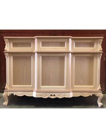 MOBILI 2G - Bancone da bar classico barocco Legno grezzo 164x68x115 vista frontale