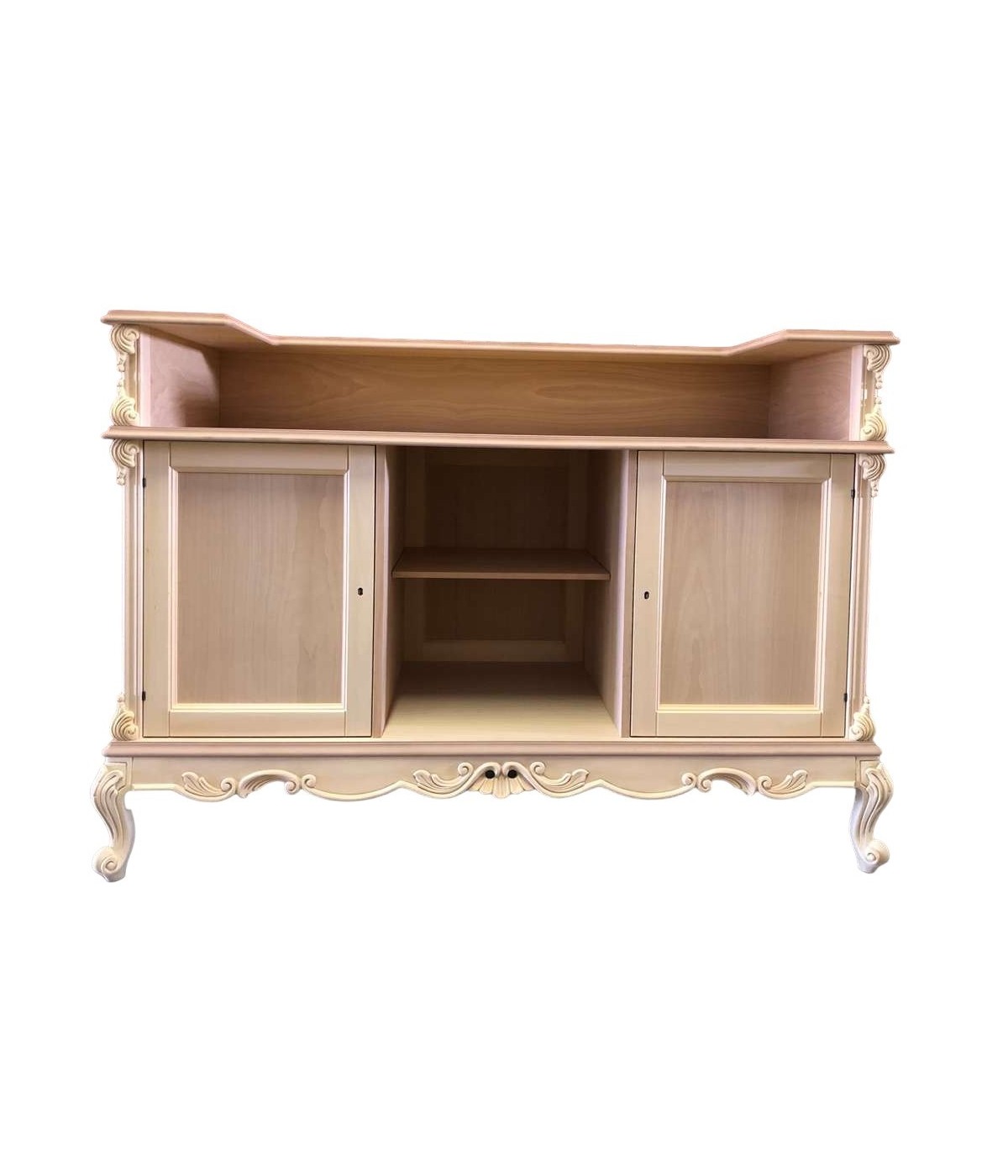 MOBILI 2G - Bancone da bar classico barocco Legno grezzo 164x68x115 vista frontale