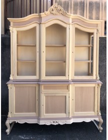 MOBILI 2G - Cristalliera 6 porte 1 cassetto classica barocco Legno grezzo 175x60x230 vista frontale