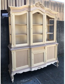 MOBILI 2G - Cristalliera 6 porte 1 cassetto classica barocco Legno grezzo 175x60x230 vista frontale