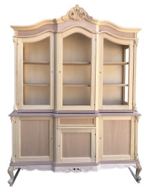 MOBILI 2G - Cristalliera 6 porte 1 cassetto classica barocco Legno grezzo 175x60x230 vista frontale