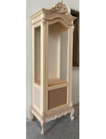 MOBILI 2G - Vetrina 1 anta classica barocco Legno grezzo 72x46x214 vista frontale