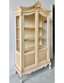 MOBILI 2G - Vetrina 2 ante classica barocco Legno grezzo 114x46x214 vista frontale