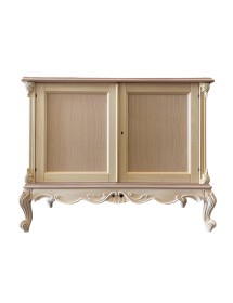 MOBILI 2G - Credenza 2 porte classica barocco Legno grezzo 118x56x92 vista frontale