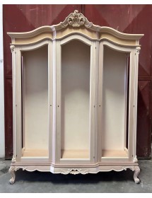 MOBILI 2G - Vetrina 3 ante classica barocco Legno grezzo 173x53x221 vista frontale