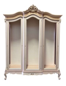 MOBILI 2G - Vetrina 3 ante classica barocco Legno grezzo 173x53x221 vista frontale