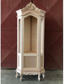 MOBILI 2G - Vetrina ad angolo 1 anta classica barocco Legno grezzo 89x66x214 vista frontale