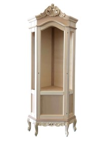 MOBILI 2G - Vetrina ad angolo 1 anta classica barocco Legno grezzo 89x66x214 vista frontale