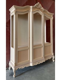 MOBILI 2G - Vetrina 3 ante classica barocco Legno grezzo 173x53x221 VISTA FRONTALE