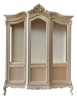 MOBILI 2G - Vetrina 3 ante classica barocco Legno grezzo 173x53x221 VISTA FRONTALE