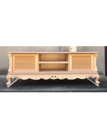 MOBILI 2G - Porta tv 2 cassetti classico barocco Legno grezzo 153x45x55 vista frontale