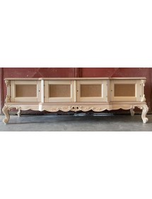 MOBILI 2G - Porta tv 4 ante classico barocco Legno grezzo 190x45x70 vista frontale
