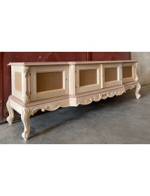 MOBILI 2G - Porta tv 4 ante classico barocco Legno grezzo 190x45x70 vista frontale