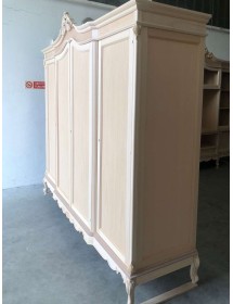 MOBILI 2G - Armadio 4 porte classico barocco Legno grezzo 225x73x230 vista frontale