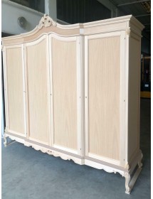MOBILI 2G - Armadio 4 porte classico barocco Legno grezzo 225x73x230 vista frontale