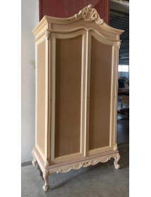 MOBILI 2G - Armadio 2 porte classico barocco Legno grezzo 114x63x214 vista frontale